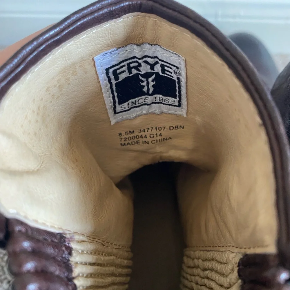 FRYE Brown Leather Boots Size 8.5 - Picture 4 of 6